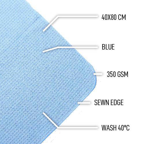 D CON WAFFLE WEAVE GLASS WINDOW TOWEL BLUE 40 X 80 CM - VDGAMA Detail Hub