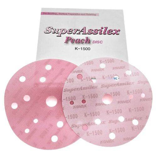 KOVAX ASSILEX SUPER TACK SANDPAPER K1500 PEACH 152MM 15 HOLE 25 PACK - VDGAMA Detail Hub